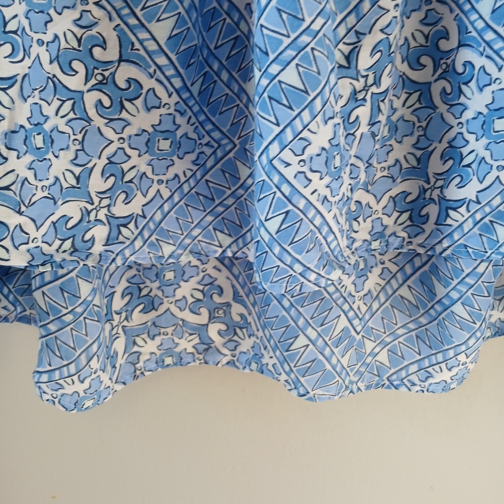 Vineyard Vines Women's Size Medium Cay Scarf Print Pintuck Dress Fringe Mini - Picture 7 of 16